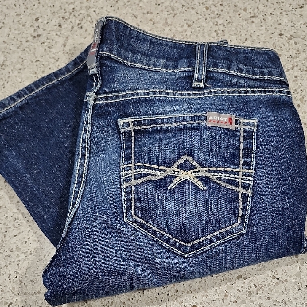 Ariat Blue Boot Cut Jeans with Decorative Stitching